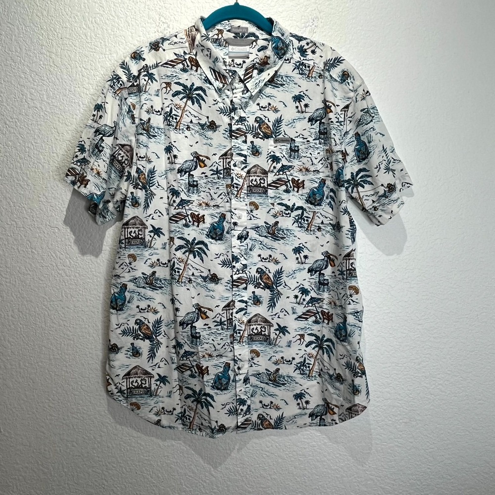Columbia Sportswear Shirt Mens Large Multicolor Hawaiian River Print Regular Fit
